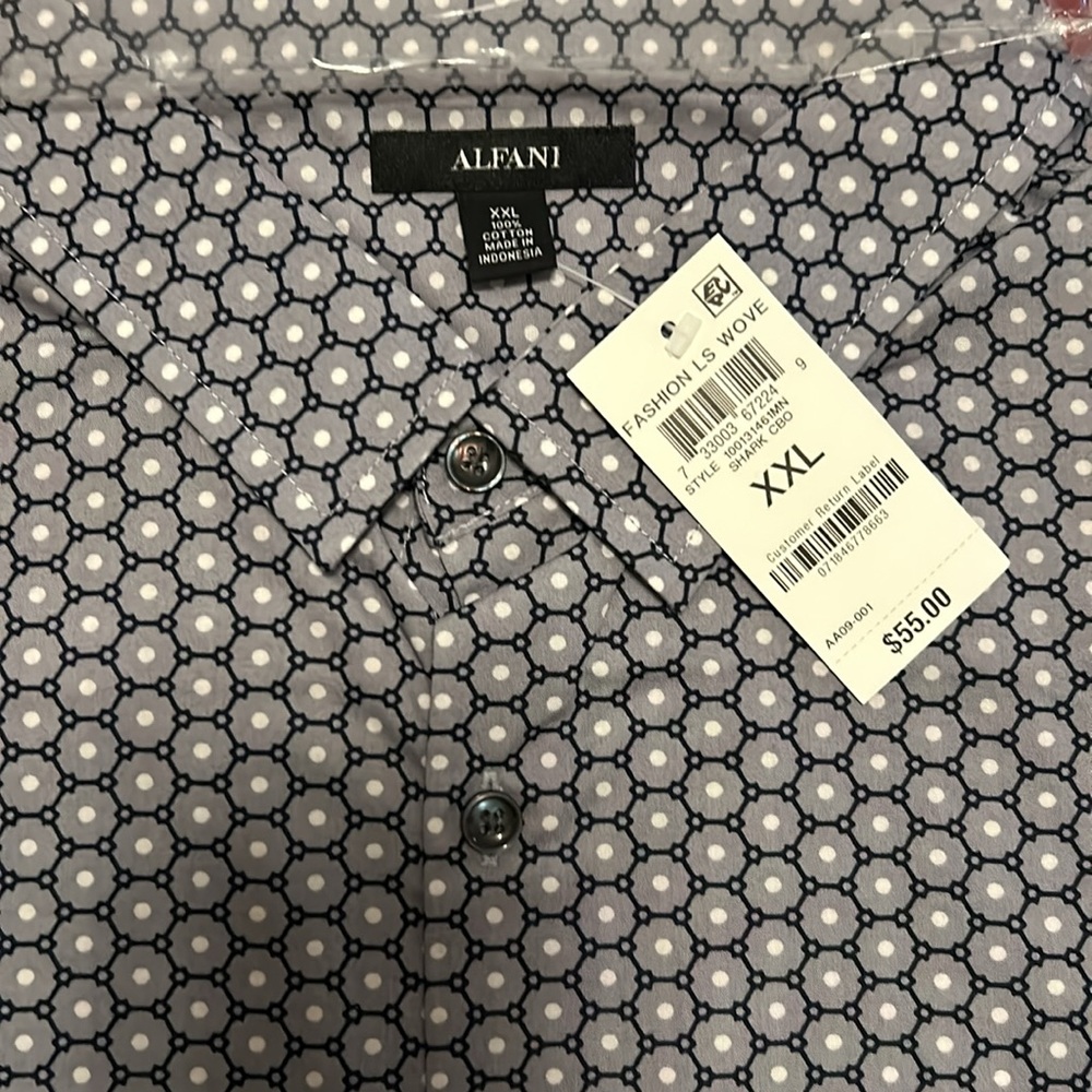 Men long sleeve button down printed shirt by Alfani - Picture 4 of 4